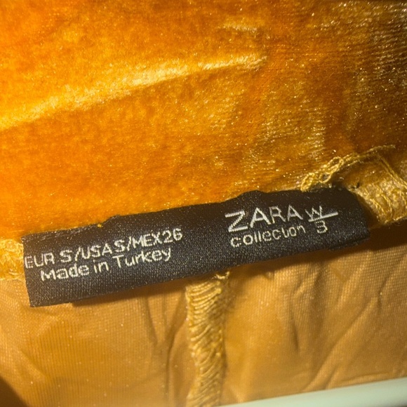 Zara Gold Velvet Long Sleeve Dress - Picture 5 of 6